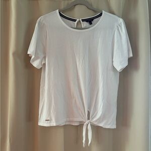 Nautica White Tie-Front Short Sleeve Top